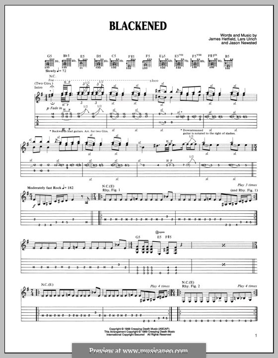 Blackened (Metallica): Für Gitarre mit Tabulatur by James Hetfield, Jason Newsted, Lars Ulrich