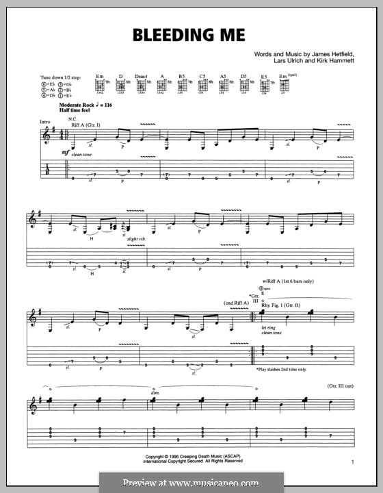 Bleeding Me (Metallica): Für Gitarre mit Tabulatur by James Hetfield, Kirk Hammett, Lars Ulrich