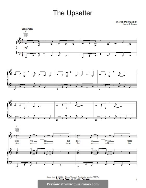 The Upsetter: Für Stimme und Klavier (oder Gitarre) by Jack Johnson