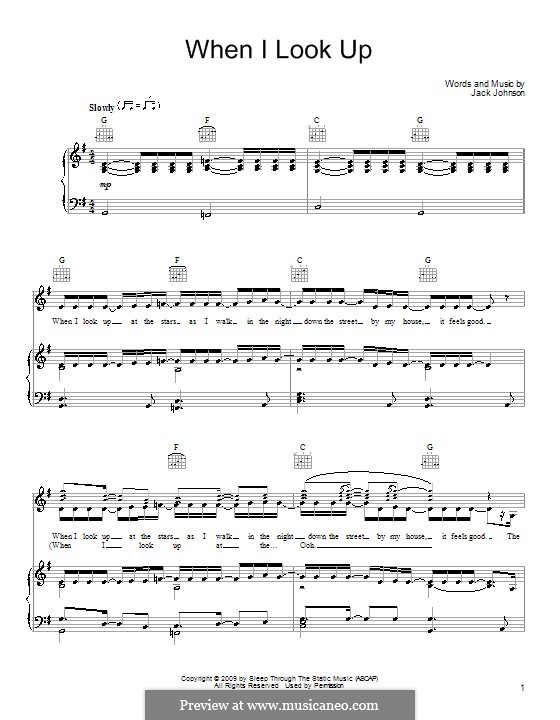 When I Look Up: Für Stimme und Klavier (oder Gitarre) by Jack Johnson