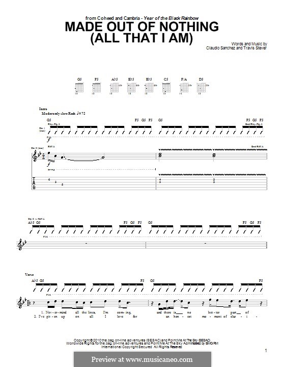Made Out of Nothing (All That I am): Für Gitarre mit Tabulatur (Coheed and Cambria) by Claudio Sanchez, Travis Stever