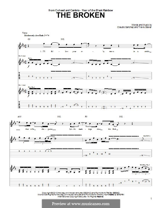 The Broken (Coheed and Cambria): Für Gitarre mit Tab by Claudio Sanchez, Travis Stever