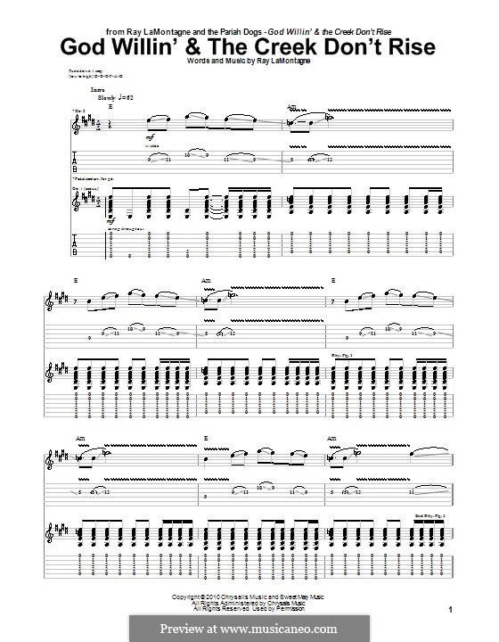 God Willin' & The Creek Don't Rise: Für Gitarre mit Tab by Ray LaMontagne