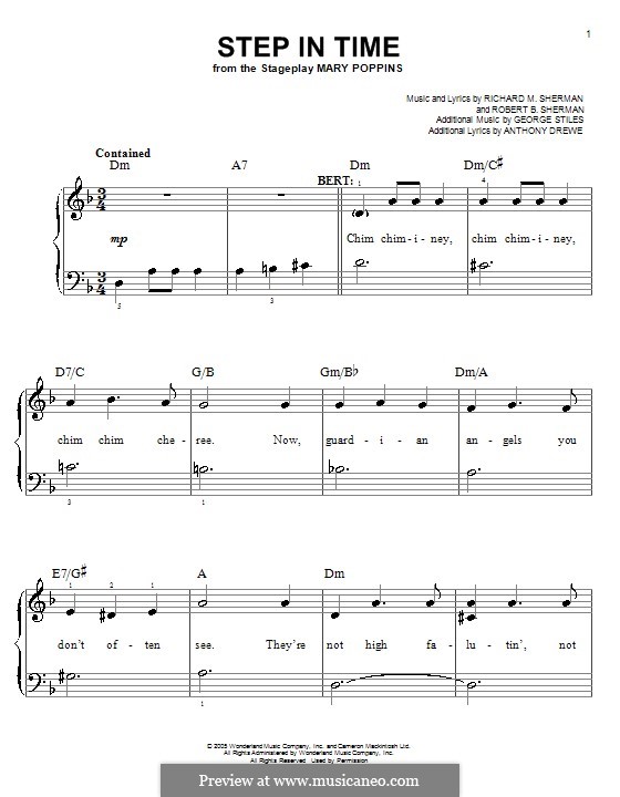 Step in Time (from Mary Poppins): Für Klavier, leicht by Richard M. Sherman, Robert B. Sherman