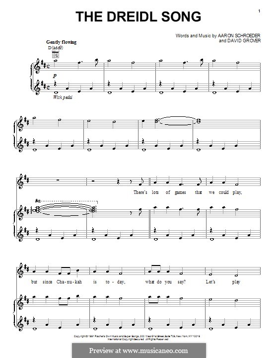 The Dreidl Song (David Grover & The Big Bear Band): Für Stimme und Klavier (oder Gitarre) by Aaron Schroeder, David Grover