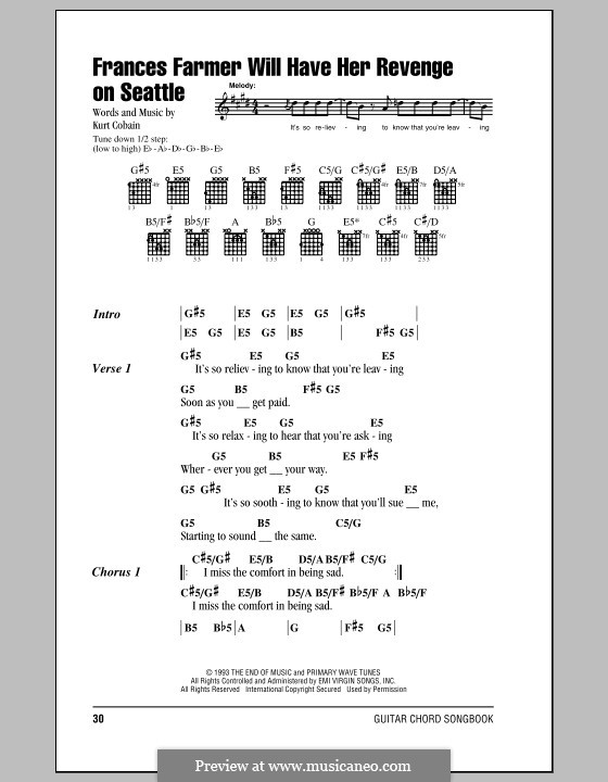 Frances Farmer Will Have Her Revenge on Seattle (Nirvana): Text und Akkorde by Kurt Cobain