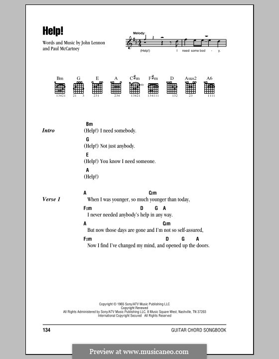 Help! (The Beatles): Text und Akkorde by John Lennon, Paul McCartney