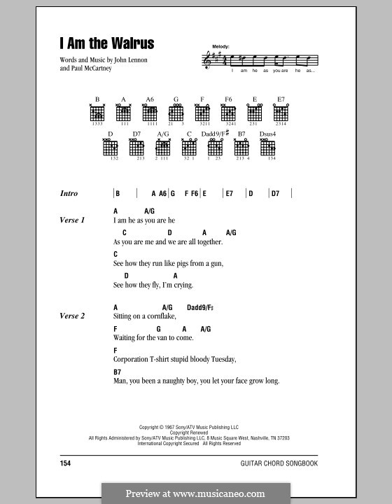 I am the Walrus (The Beatles): Text und Akkorde by John Lennon, Paul McCartney