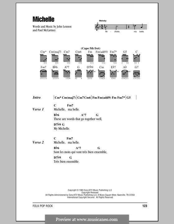 Michelle (The Beatles): Text und Akkorde by John Lennon, Paul McCartney