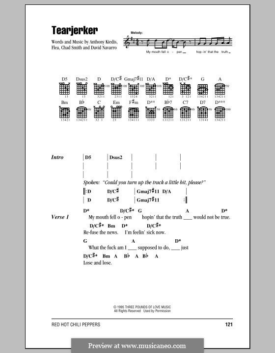 Tearjerker (Red Hot Chili Peppers): Text und Akkorde by Flea, Anthony Kiedis, Chad Smith, Dave Navarro