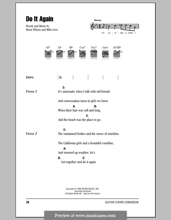 Do It Again (The Beach Boys): Text und Akkorde by Brian Wilson, Mike Love