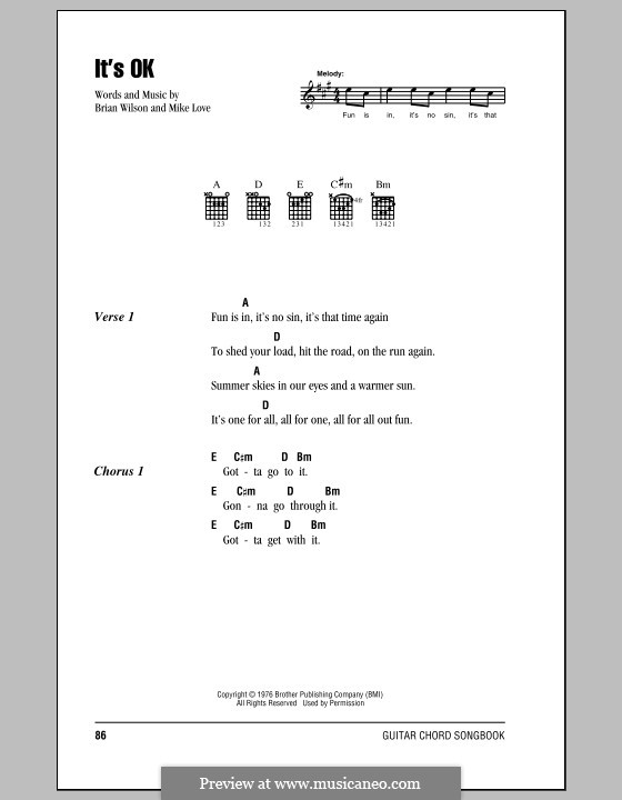 It's OK (The Beach Boys): Text und Akkorde by Brian Wilson, Mike Love