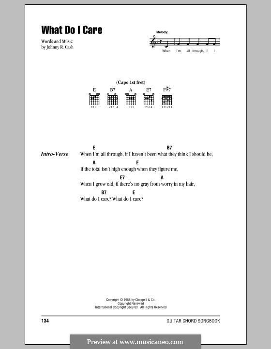 What Do I Care: Text und Akkorde by Johnny Cash