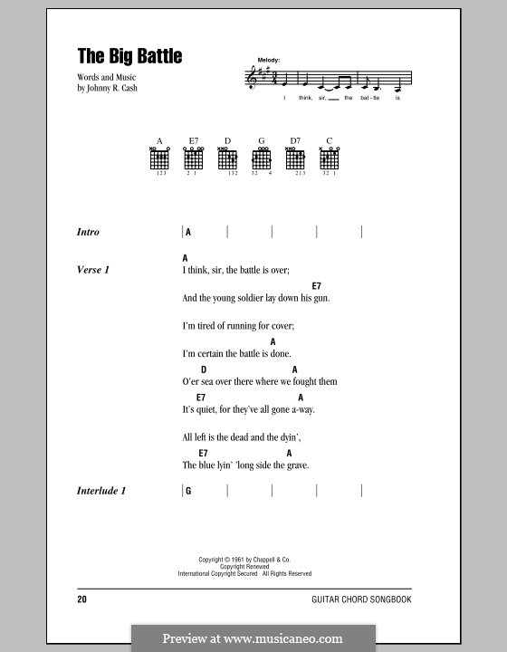 The Big Battle: Text und Akkorde by Johnny Cash