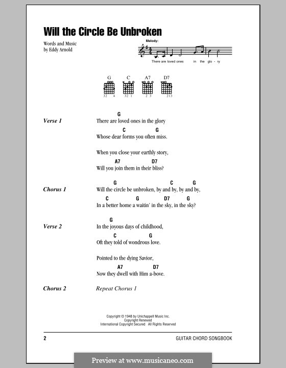 Will the Circle Be Unbroken: Text und Akkorde by Eddy Arnold