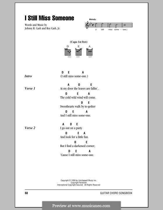 I Still Miss Someone: Text und Akkorde by Johnny Cash, Roy Cash Jr.