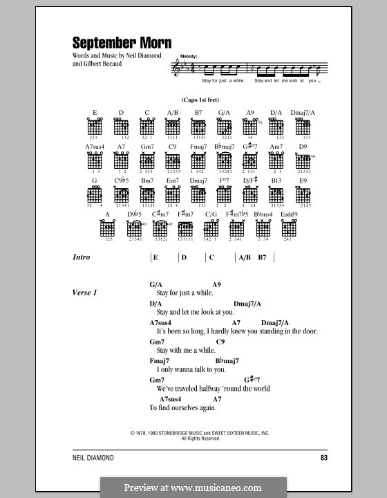 September Morn: Text und Akkorde by Gilbert Becaud