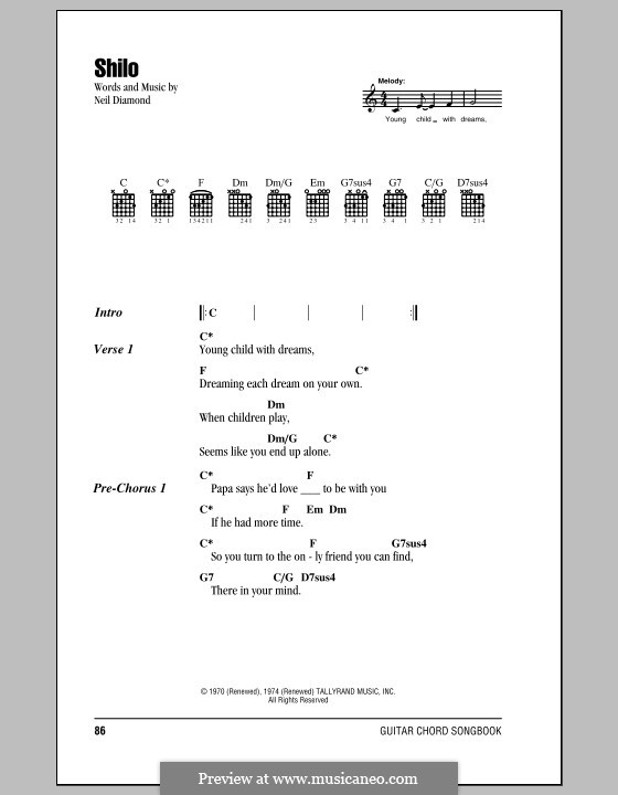 Shilo: Text und Akkorde by Neil Diamond