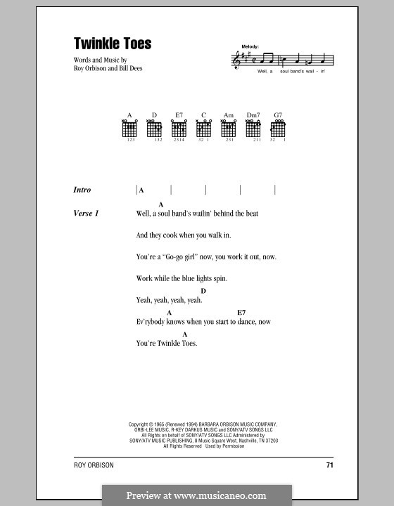 Twinkle Toes: Text und Akkorde by Bill Dees