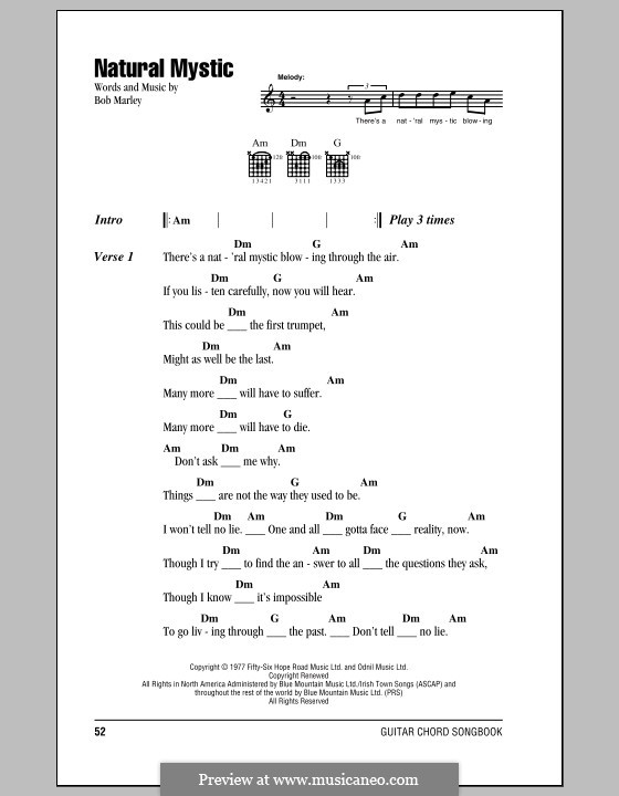 Natural Mystic: Text und Akkorde by Bob Marley