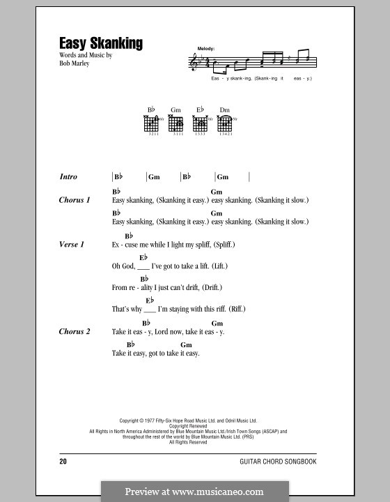 Easy Skanking: Text und Akkorde by Bob Marley