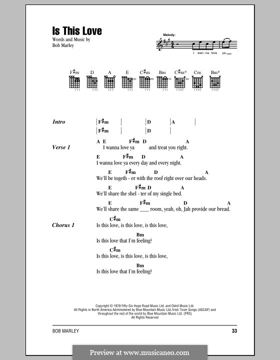 Is This Love: Text und Akkorde by Bob Marley