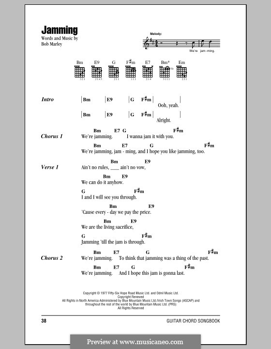 Jamming: Text und Akkorde by Bob Marley