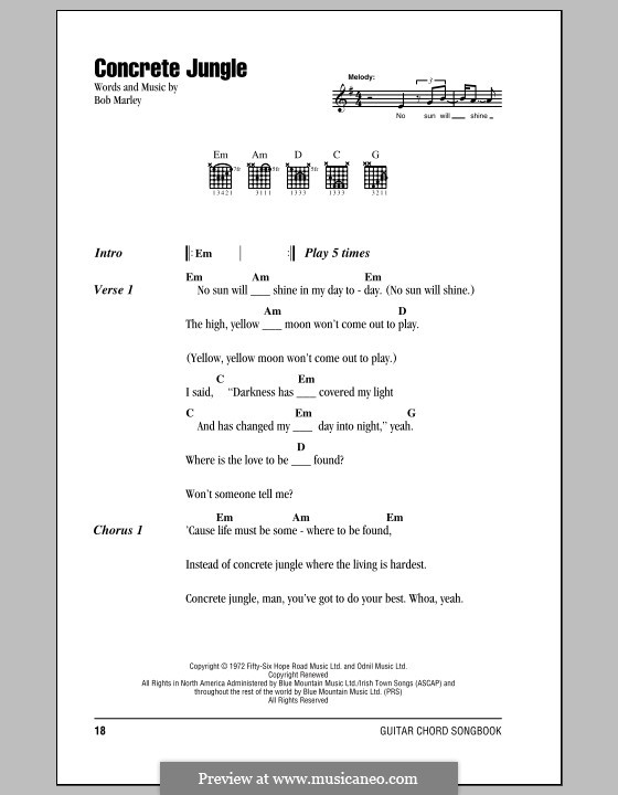Concrete Jungle: Text und Akkorde by Bob Marley