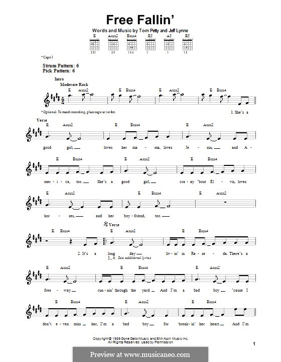 Free Fallin': Für Gitarre (Sehr leichte Fassung) by Jeff Lynne