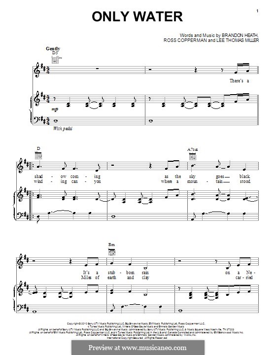 Only Water (Brandon Heath): Für Stimme und Klavier (oder Gitarre) by Lee Thomas Miller, Ross Copperman