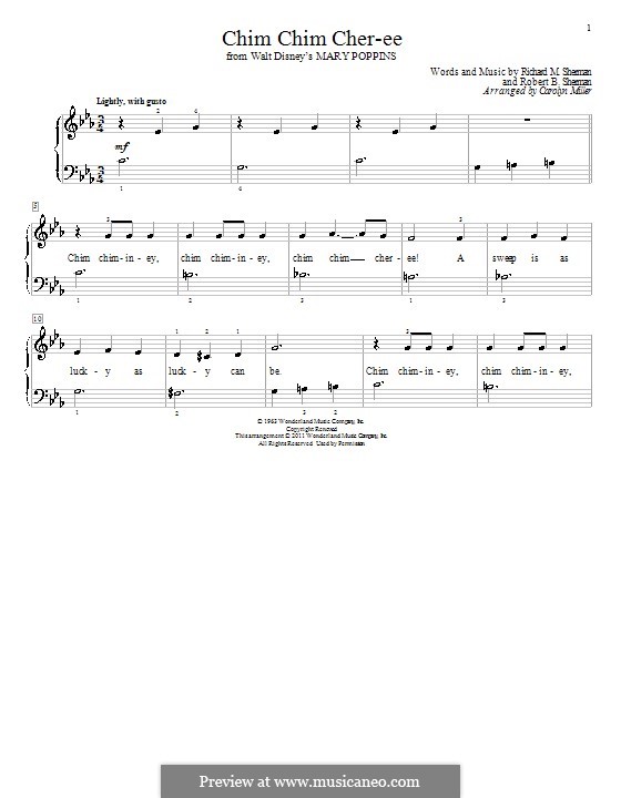 Chim Chim Cher-ee (from Mary Poppins), for Piano: Für Klavier (C Minor) by Richard M. Sherman, Robert B. Sherman