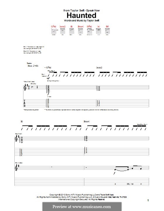 Haunted: Für Gitarre mit Tabulatur by Taylor Swift