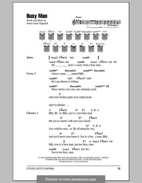 Busy Man: Text und Akkorde by Steven Curtis Chapman