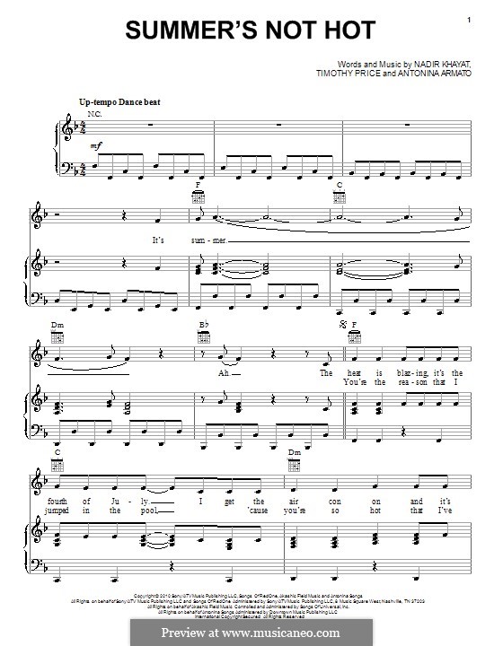 Summer's Not Hot (Selena Gomez & The Scene): Für Stimme und Klavier (oder Gitarre) by RedOne, Antonina Armato, Timothy Price