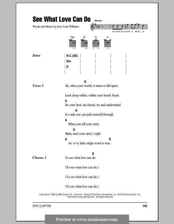 See What Love Can Do (Eric Clapton): Text und Akkorde by Jerry Lynn Williams