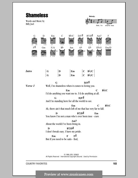 Shameless von B. Joel - Noten auf MusicaNeo