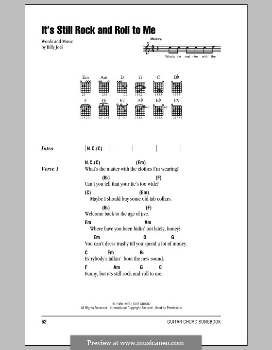 It's Still Rock and Roll to Me: Text und Akkorde by Billy Joel