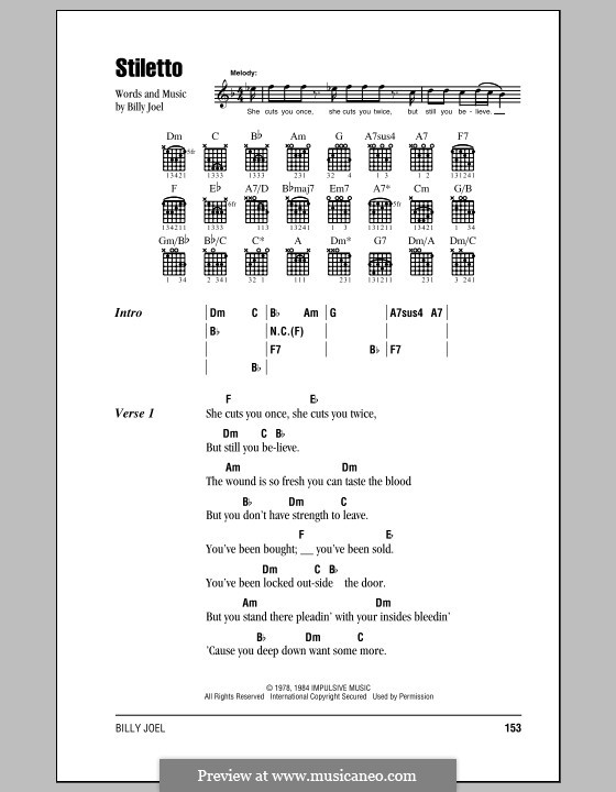 Stiletto: Text und Akkorde by Billy Joel