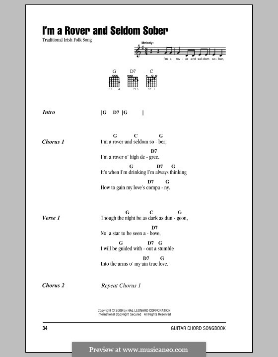 I'm a Rover and Seldom Sober: Text und Akkorde by folklore