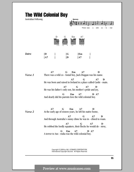 The Wild Colonial Boy: Text und Akkorde by folklore