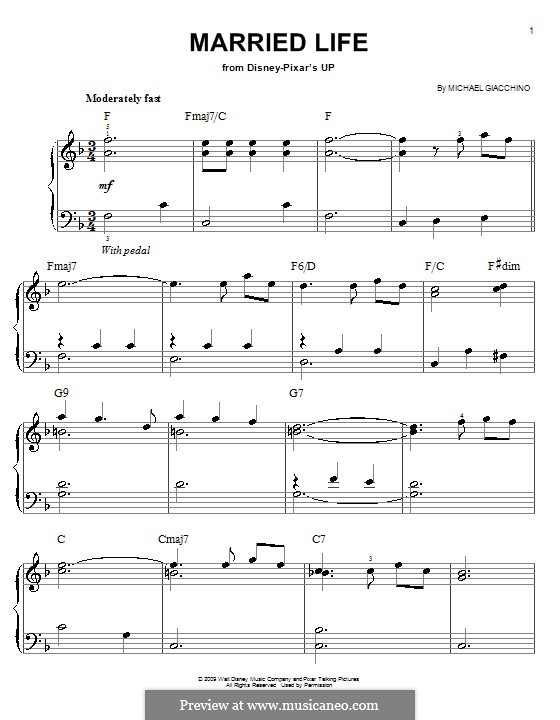 Married Life: Einfache Noten für Klavier by Michael Giacchino