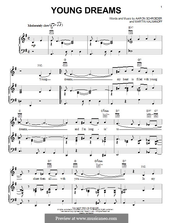 Young Dreams (Elvis Presley): Für Stimme und Klavier (oder Gitarre) by Aaron Schroeder, Martin Kalmanoff