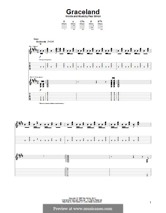 Graceland: Für Gitarre mit Tabulatur by Paul Simon
