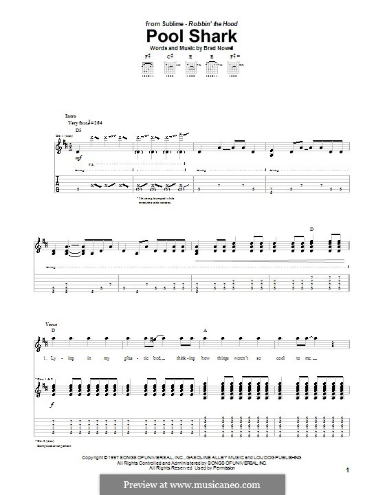 Pool Shark (Sublime): Für Gitarre mit Tab by Brad Nowell