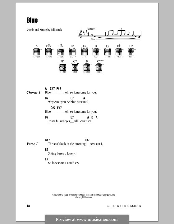 Blue (LeAnn Rimes): Text und Akkorde by Bill Mack