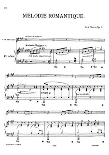 Romantische Melodie für Cello und Klavier, Op.11: Romantische Melodie für Cello und Klavier by Leopold Lawrence Stern