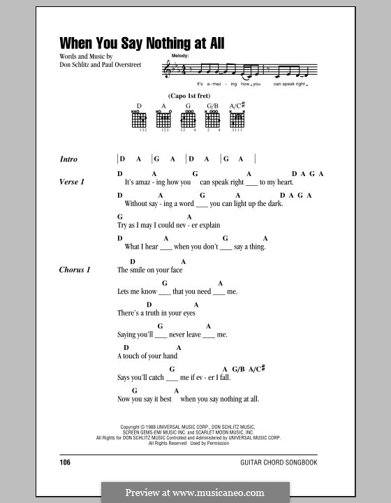 When You Say Nothing at All (Alison Krauss & Union Station): Text und Akkorde by Don Schlitz, Paul Overstreet