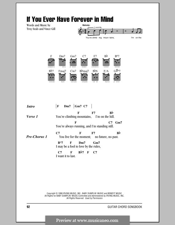 If You Ever Have Forever in Mind (Vince Gill): Text und Akkorde by Troy Seals