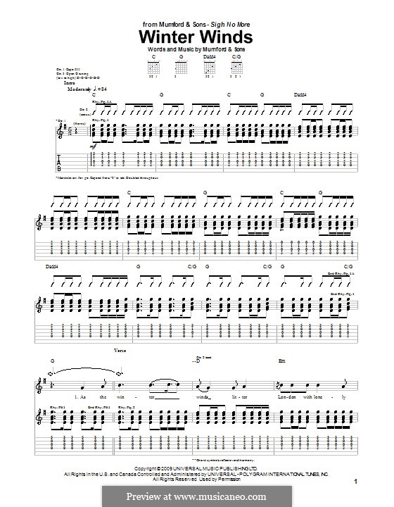 Winter Winds (Mumford & Sons) von M. Mumford Noten auf MusicaNeo