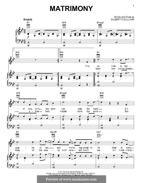 Matrimony: Für Stimme und Klavier (oder Gitarre) by Gilbert O'Sullivan